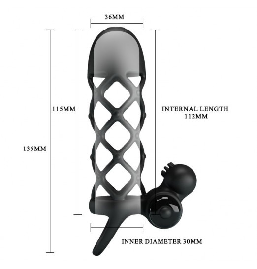 Черная насадка-сетка на пенис Penis Sleeve I - 13,5 см.