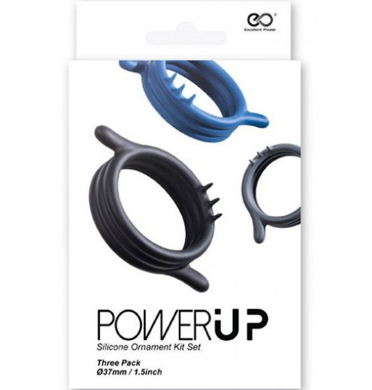 Набор из 3 разноцветных эрекционных колец Power Up с шипами и усиками