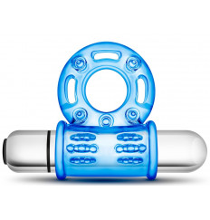 Голубое эрекционное виброкольцо 10 Function Vibrating Mega Bull Ring