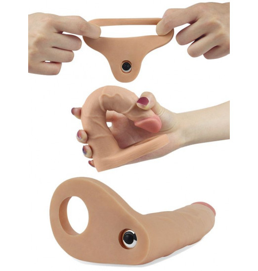 Телесная насадка-вибратор для двойного проникновения - 17 см.