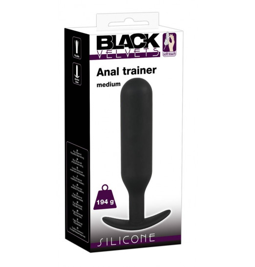 Черная утяжеленная анальная пробка Anal Trainer Medium - 18 см.