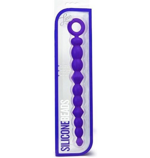 Синяя силиконовая анальная цепочка SILICONE BEADS INDIGO - 24,6 см.