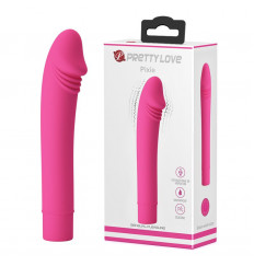 Розовый вибромассажер с выделенной головкой Pixie - 15,4 см.