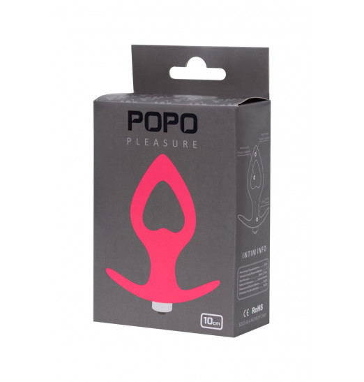 Розовая анальная вибровтулка в форме сердца - 10 см.