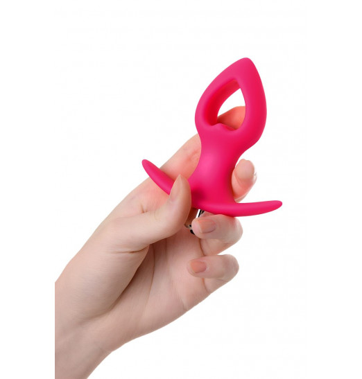 Розовая анальная вибровтулка в форме сердца - 10 см.