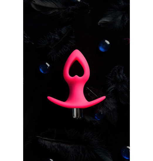 Розовая анальная вибровтулка в форме сердца - 10 см.