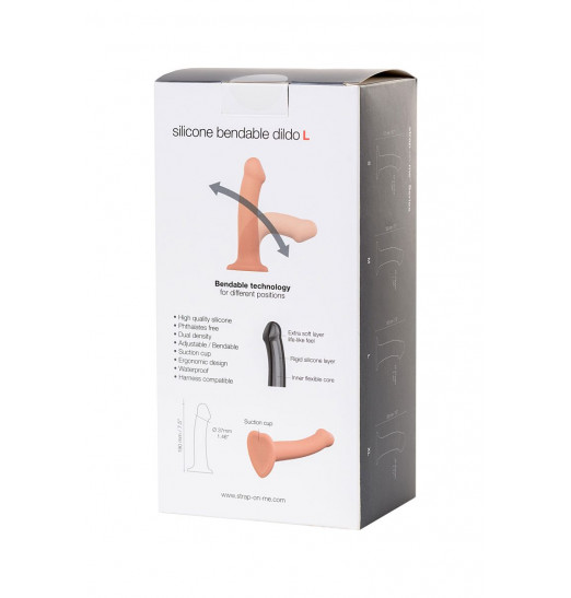 Телесный фаллос на присоске Silicone Bendable Dildo L - 19 см.