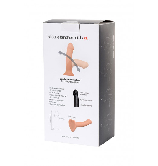 Телесный фаллос на присоске Silicone Bendable Dildo XL - 20 см.
