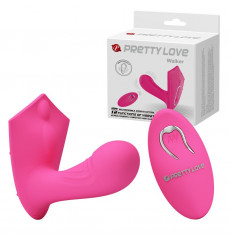 Розовый вибромассажёр Walker с пультом ДУ