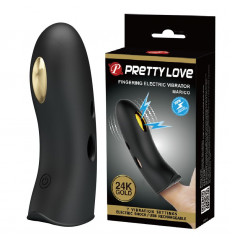 Черная вибронасадка на палец с электростимуляцией Marico