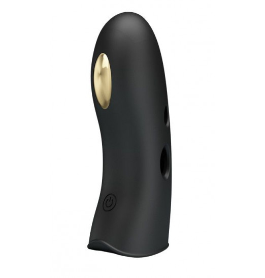 Черная вибронасадка на палец с электростимуляцией Marico