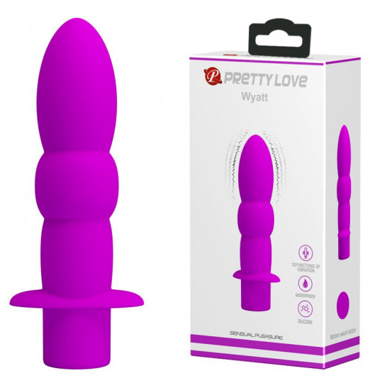 Лиловый анальный вибромассажер Wyatt - 11,5 см.