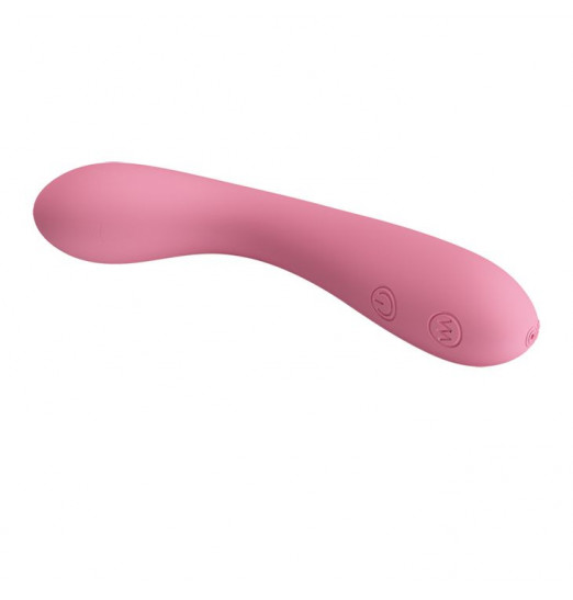 Нежно-розовый изогнутый вибратор Gloria - 16 см.