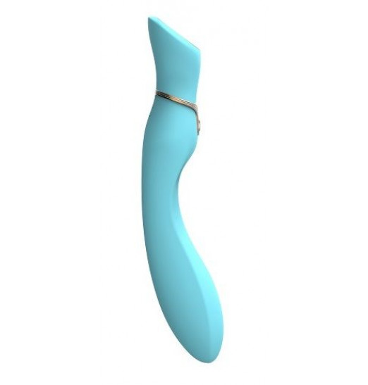 Голубой вибратор с screen-touch управлением MIRACLE CHANCE - 21 см.