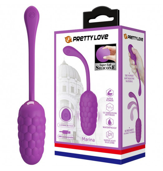 Фиолетовое перезаряжаемое виброяйцо Marina