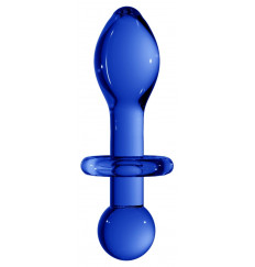 Синяя анальная пробка Chrystalino Rocker - 11,8 см.