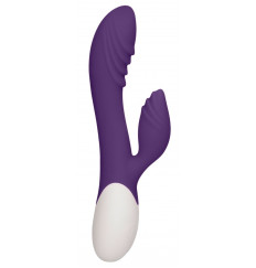 Фиолетовый вибратор-кролик Sunburst с функцией нагрева - 20 см.