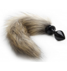 Черная маленькая анальная пробка с хвостиком Fox Tail Buttplug