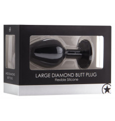 Черная анальная пробка с прозрачным кристаллом Diamond Butt Plug - 8 см.