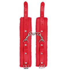 Красные наручники Plush Leather Hand Cuffs