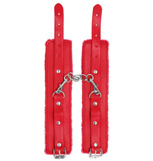 Красные наручники Plush Leather Hand Cuffs