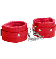Красные наручники Plush Leather Hand Cuffs