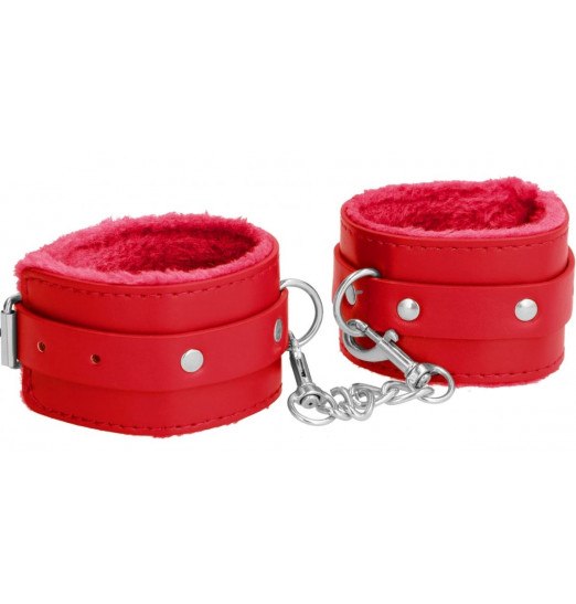 Красные наручники Plush Leather Hand Cuffs