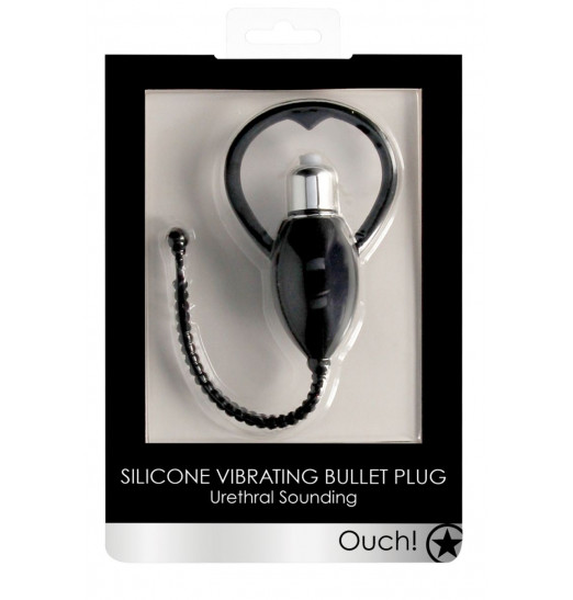 Черный уретральный вибростимулятор Urethral Sounding Vibrating Bullet Plug