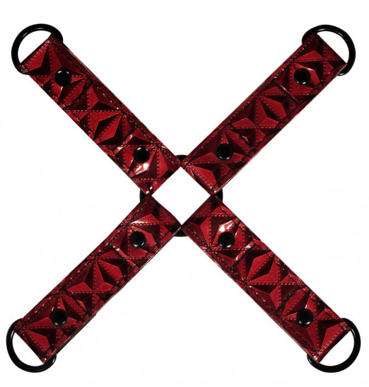 Красно-черные наручники и наножники Luxury Hogtie