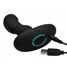 Черный массажер простаты Pro-Digger 7X Silicone Stimulating Beaded P-Spot Vibe