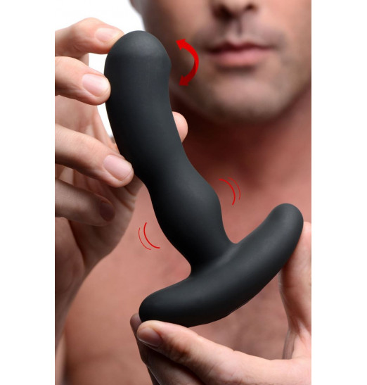 Черный массажер простаты Pro-Digger 7X Silicone Stimulating Beaded P-Spot Vibe
