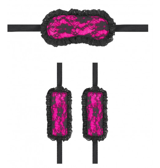 Розово-черный игровой набор Introductory Bondage Kit №7