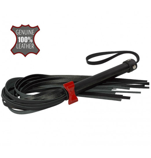 Черная многохвостовая плеть с красным бантиком - 55 см. Черная многохвостовая плеть с красным бантиком - 55 см.