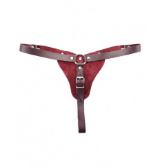 Бордовые трусики с кольцом для страпона Ladys Arsenal