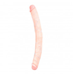 Телесный двусторонний фаллоимитатор Mr Long Dong - 35 см.