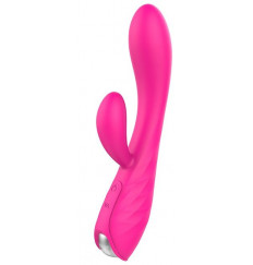 Ярко-розовый вибромассажер с клиторальным отростком HONEY DIP - 21,3 см.