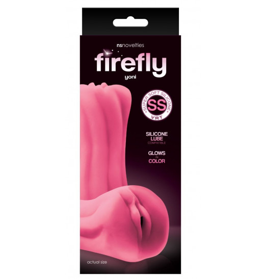 Розовый, светящийся в темноте мастурбатор-вагина из мягкого силикона Yoni