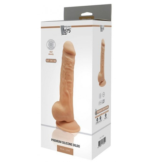 Телесный реалистичный фаллоимитатор на присоске - 22 см.