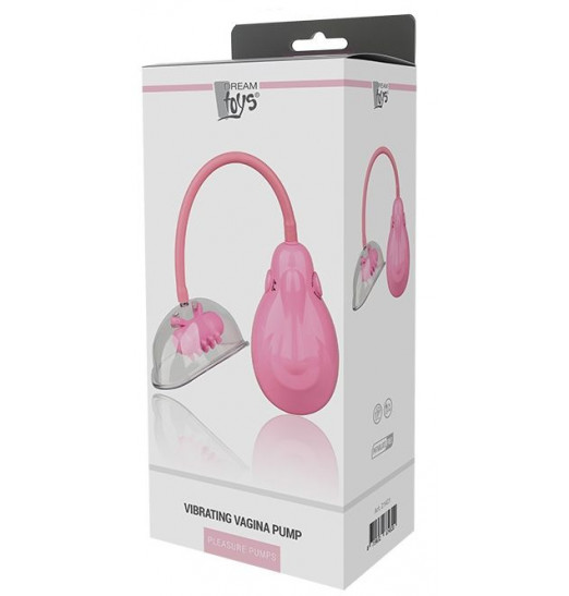 Розовый вакуумный вибромассажер VIBRATING VAGINA PUMP