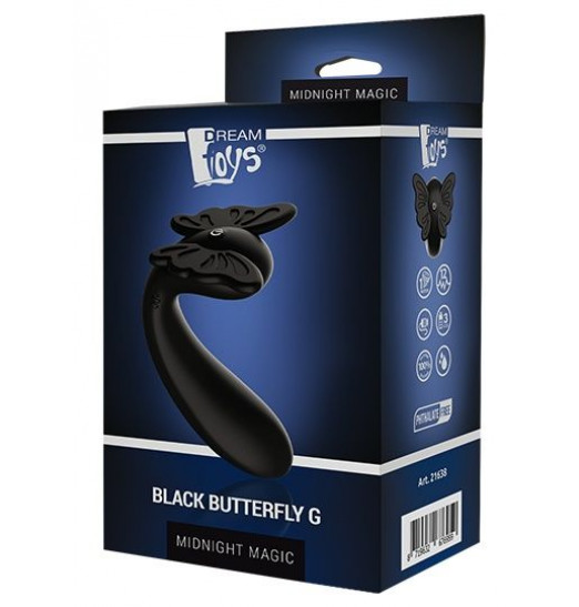 Черный вибромассажер-бабочка BUTTERFLY G