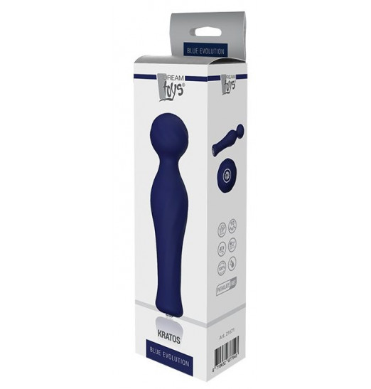 Синий вибромассажер KRATOS - 17 см.