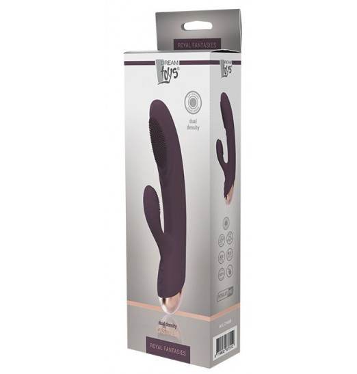 Фиолетовый вибромассажер с клиторальным отростком CASTALIA - 21 см.