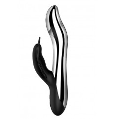 Черный вибратор с подсветкой NAGHI NO.37 RECHARGEABLE LIGHT-UP VIBE - 24 см.