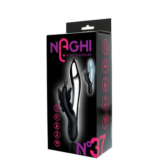 Черный вибратор с подсветкой NAGHI NO.37 RECHARGEABLE LIGHT-UP VIBE - 24 см.