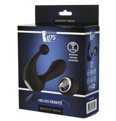 Черный вибромассажер со стимулятором клитора HELIOS REMOTE