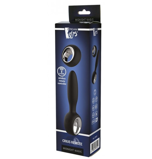 Черный анальный вибромассажер CRIUS REMOTE - 9,5 см.