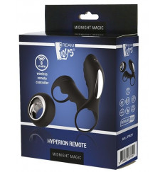 Черная насадка на пенис с вибрацией HYPERION REMOTE - 10 см.