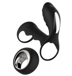 Черная насадка на пенис с вибрацией HYPERION REMOTE - 10 см.