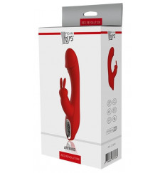 Красный вибромассажер-кролик ARTEMIS - 21 см.