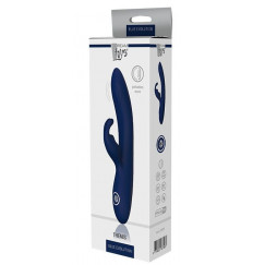 Синий вибромассажер-кролик THEMIS - 22 см.